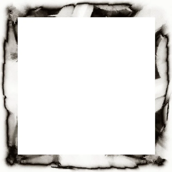 Ancienne Texture Aquarelle Grunge Cadre Mural Noir Blanc Avec Espace — Photo