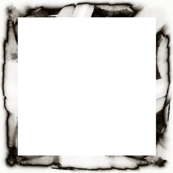 Old Grunge Watercolor Texture Black White Wall Frame Empty Space — Stock Photo, Image