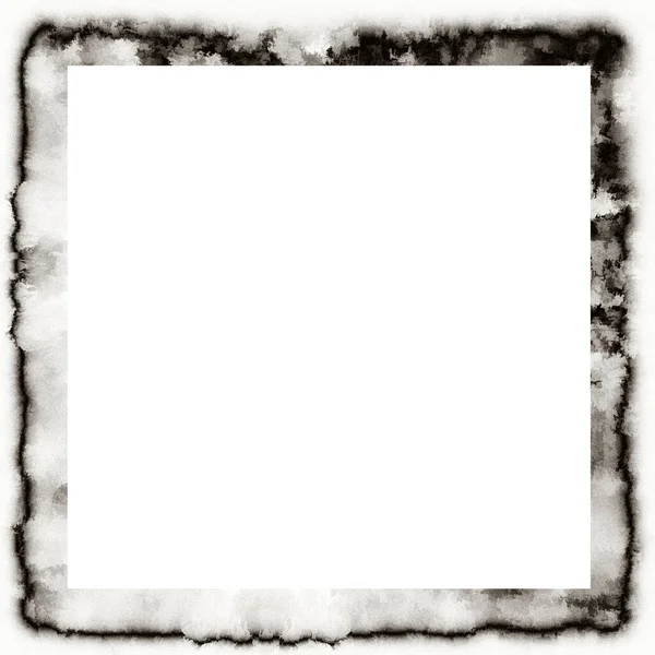 凹凸不平的水彩纹理黑白相间的墙壁框架 中间空空荡荡地放置图像或文字 — 图库照片