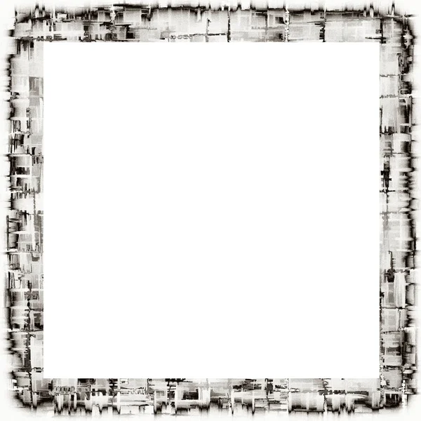 Old Grunge Watercolor Texture Black White Wall Frame Empty Space — Stock Photo, Image