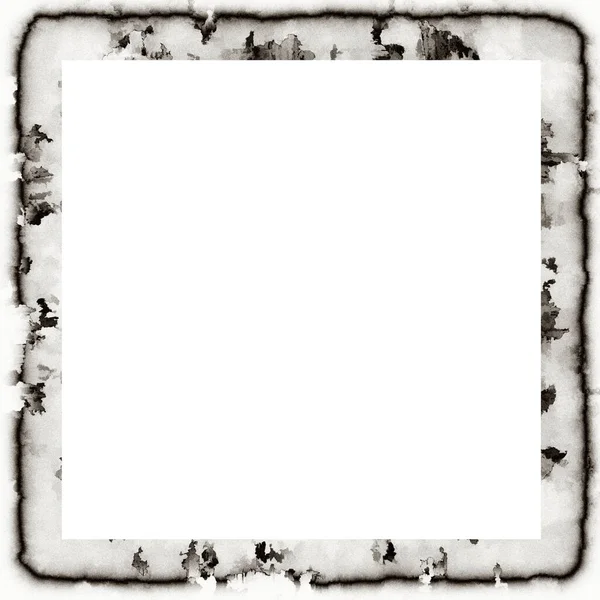 Old Grunge Watercolor Texture Black White Wall Frame Empty Space — Stock Photo, Image