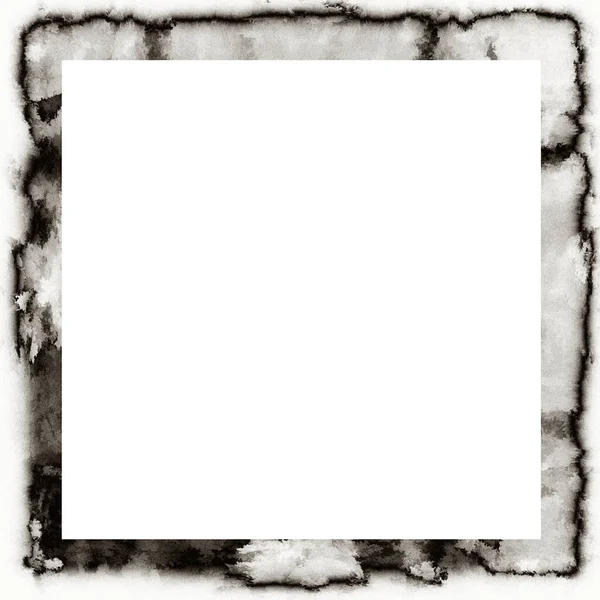 Vecchio Grunge Texture Acquerello Cornice Parete Bianco Nero Con Spazio — Foto Stock