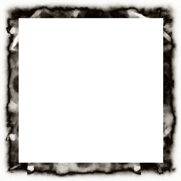 Gammel Grunge Akvarellstruktur Svart Hvit Veggramme Med Tomt Felt Midten – stockfoto