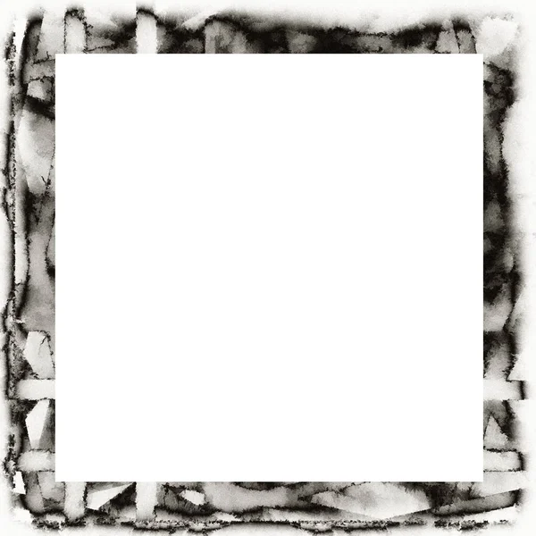 Ancienne Texture Aquarelle Grunge Cadre Mural Noir Blanc Avec Espace — Photo