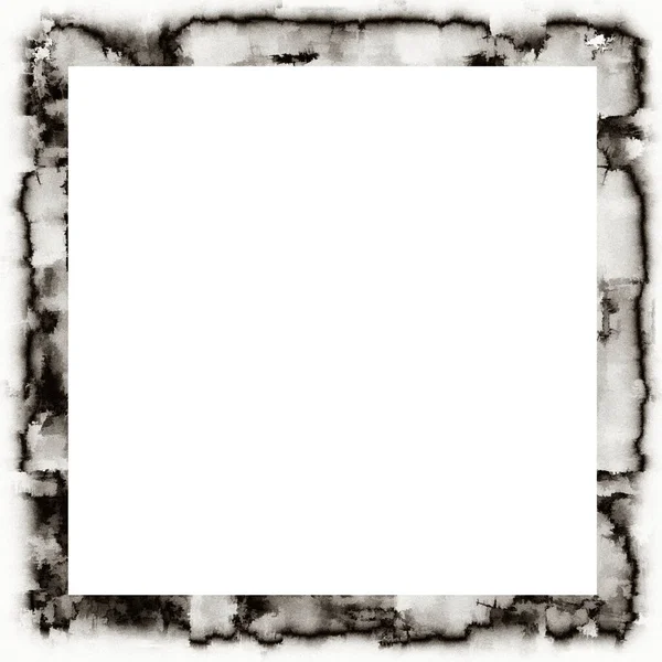 Velho Grunge Textura Aquarela Moldura Parede Preto Branco Com Espaço — Fotografia de Stock