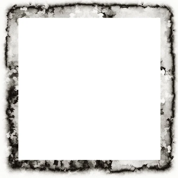 Velho Grunge Textura Aquarela Moldura Parede Preto Branco Com Espaço — Fotografia de Stock