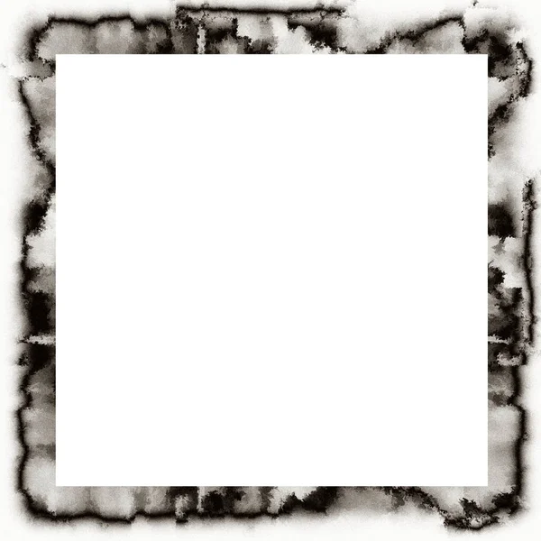 Ancienne Texture Aquarelle Grunge Cadre Mural Noir Blanc Avec Espace — Photo