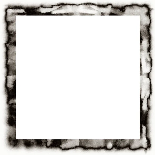 Vecchio Grunge Texture Acquerello Cornice Parete Bianco Nero Con Spazio — Foto Stock