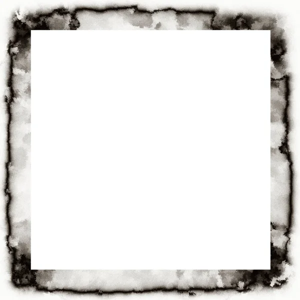 Stary Grunge Akwarela Tekstury Czarno Białe Ściany Ramki Pustym Miejscem — Zdjęcie stockowe
