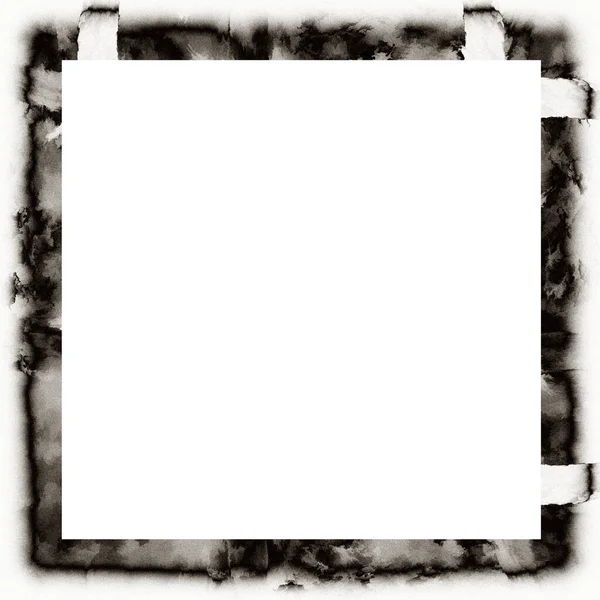 Old Grunge Watercolor Texture Black White Wall Frame Empty Space — Stock Photo, Image