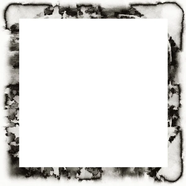 Ancienne Texture Aquarelle Grunge Cadre Mural Noir Blanc Avec Espace — Photo