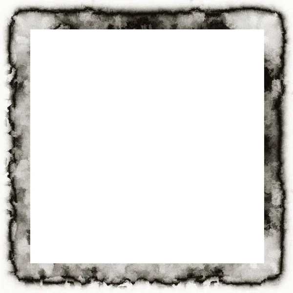 Old Grunge Watercolor Texture Black White Wall Frame Empty Space — Stock Photo, Image