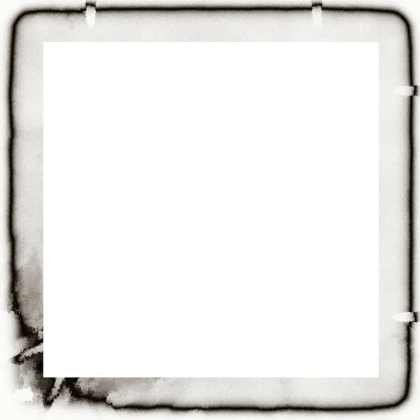 Old Grunge Watercolor Texture Black White Wall Frame Empty Space — Stock Photo, Image