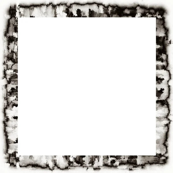 Old Grunge Watercolor Texture Black White Wall Frame Empty Space — Stock Photo, Image