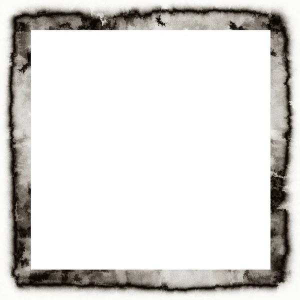 Old Grunge Watercolor Texture Black White Wall Frame Empty Space Stock Image