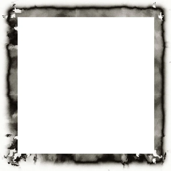 Old Grunge Watercolor Texture Black White Wall Frame Empty Space Stock Picture