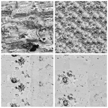 Siyah beyaz 4 grunge taş duvar arkaplan seti