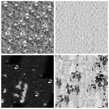 Siyah beyaz 4 grunge taş duvar arkaplan seti