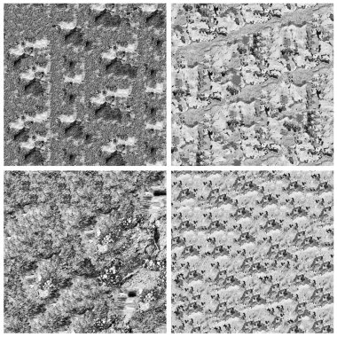 Siyah beyaz 4 grunge taş duvar arkaplan seti