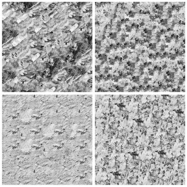 Siyah beyaz 4 grunge taş duvar arkaplan seti