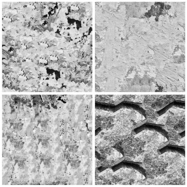 Siyah beyaz 4 grunge taş duvar arkaplan seti