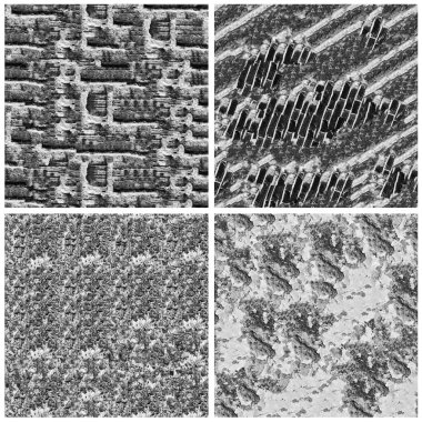 Siyah beyaz 4 grunge taş duvar arkaplan seti