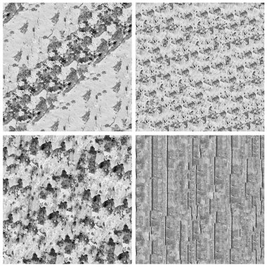 Siyah beyaz 4 grunge taş duvar arkaplan seti