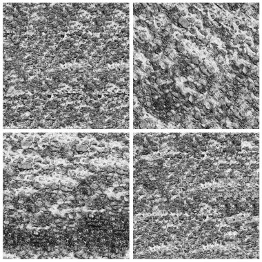 Siyah beyaz 4 grunge taş duvar arkaplan seti