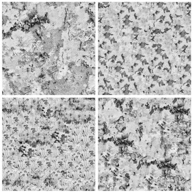 Siyah beyaz 4 grunge taş duvar arkaplan seti