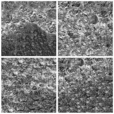 Siyah beyaz 4 grunge taş duvar arkaplan seti