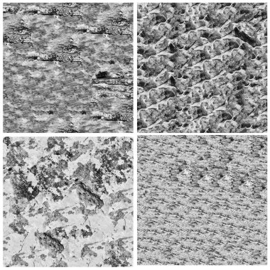 Siyah beyaz 4 grunge taş duvar arkaplan seti