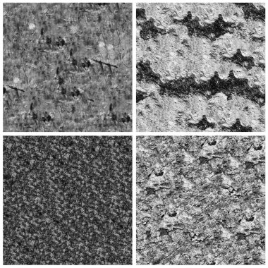 Siyah beyaz 4 grunge taş duvar arkaplan seti