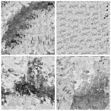 Siyah beyaz 4 grunge taş duvar arkaplan seti