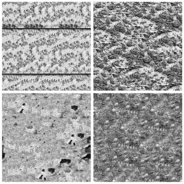 Siyah beyaz 4 grunge taş duvar arkaplan seti