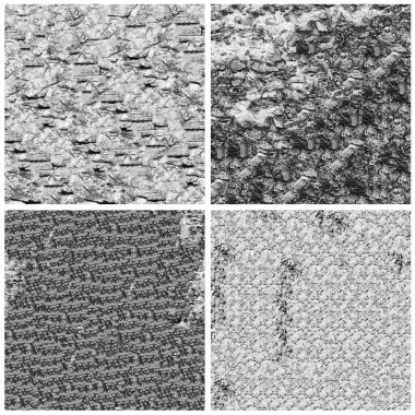 Siyah beyaz 4 grunge taş duvar arkaplan seti