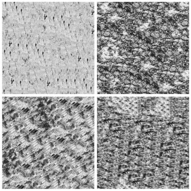 Siyah beyaz 4 grunge taş duvar arkaplan seti