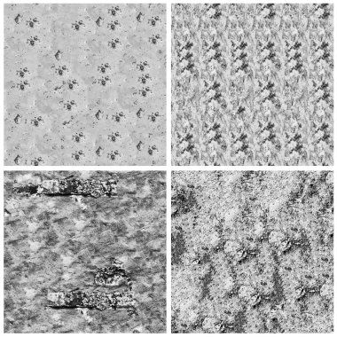 Siyah beyaz 4 grunge taş duvar arkaplan seti