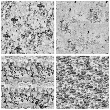 Siyah beyaz 4 grunge taş duvar arkaplan seti