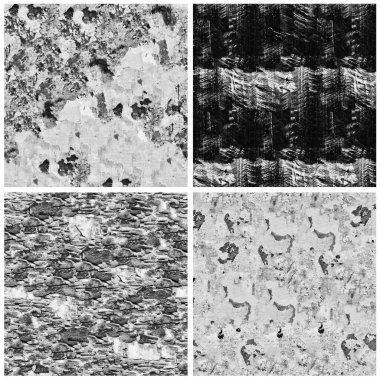 Siyah beyaz 4 grunge taş duvar arkaplan seti