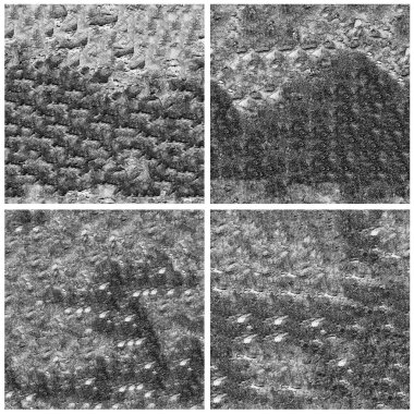 Siyah beyaz 4 grunge taş duvar arkaplan seti