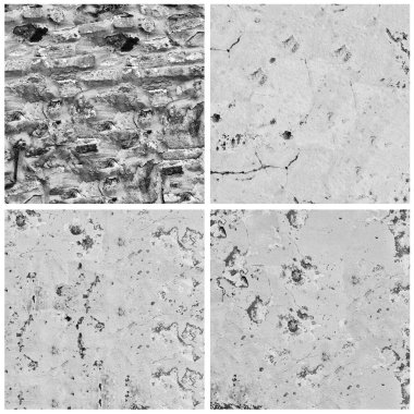 Siyah beyaz 4 grunge taş duvar arkaplan seti