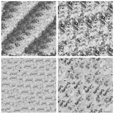 Siyah beyaz 4 grunge taş duvar arkaplan seti