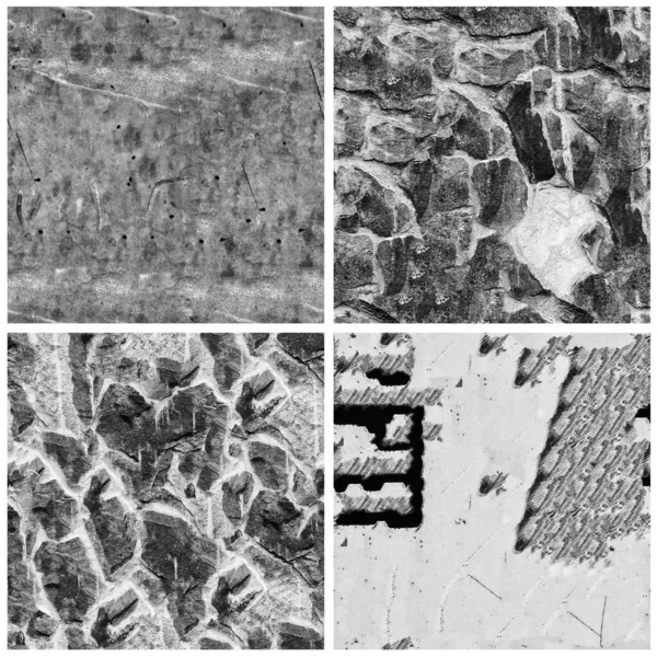 一套4块黑白相间的石墙背景图 — 图库照片