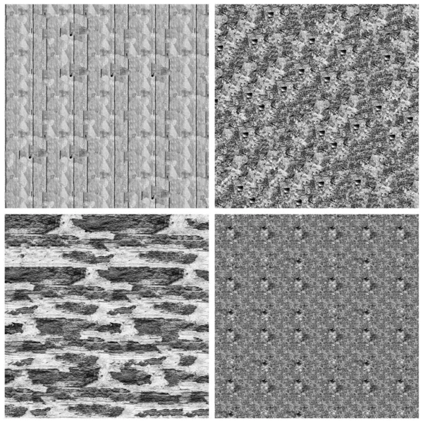 一套4块黑白相间的石墙背景图 — 图库照片
