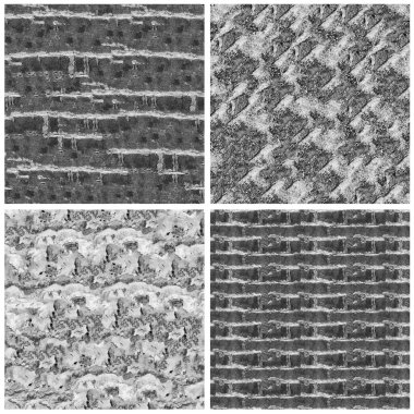 Siyah beyaz 4 grunge taş duvar arkaplan seti