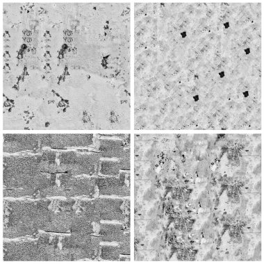 Siyah beyaz 4 grunge taş duvar arkaplan seti