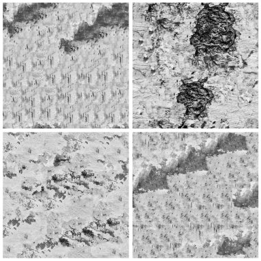 Siyah beyaz 4 grunge taş duvar arkaplan seti