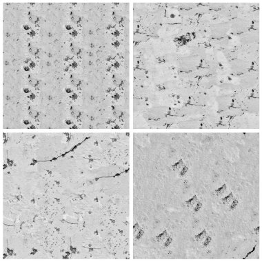 Siyah beyaz 4 grunge taş duvar arkaplan seti