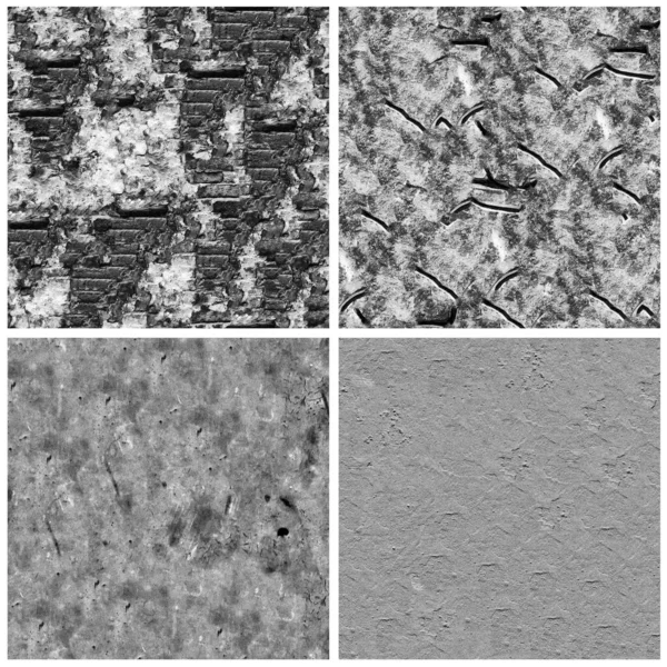 Siyah beyaz 4 grunge taş duvar arkaplan seti