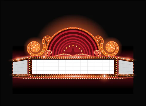 Brightly vector theater glowing retro cinema neon sign — Stock Vector